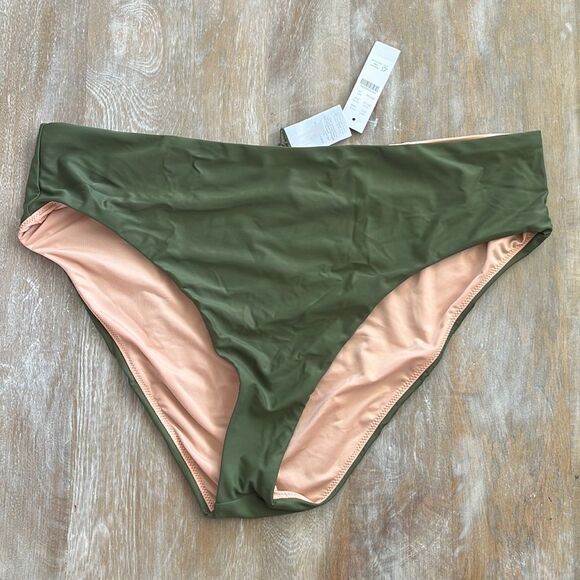 J Crew High Rise Bikini Bottom‎ Womens 2X Green - Picture 1 of 7